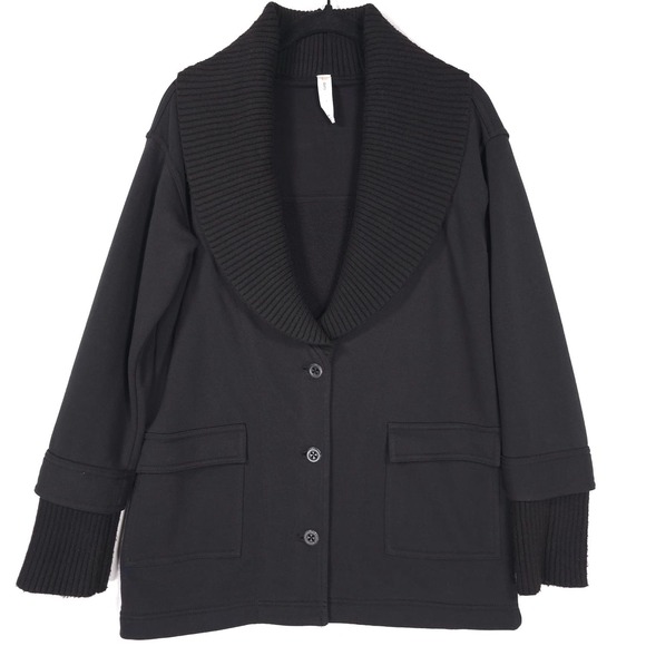 Anthropologie Daily PRACTICE VNeck Cardigan Jacket Black XS Cotton Blend Sweater - Picture 3 of 12